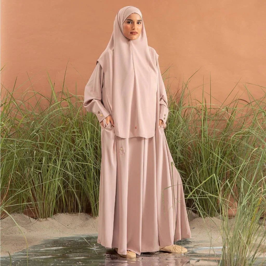 Asma Abaya Set Soft Beige S-M